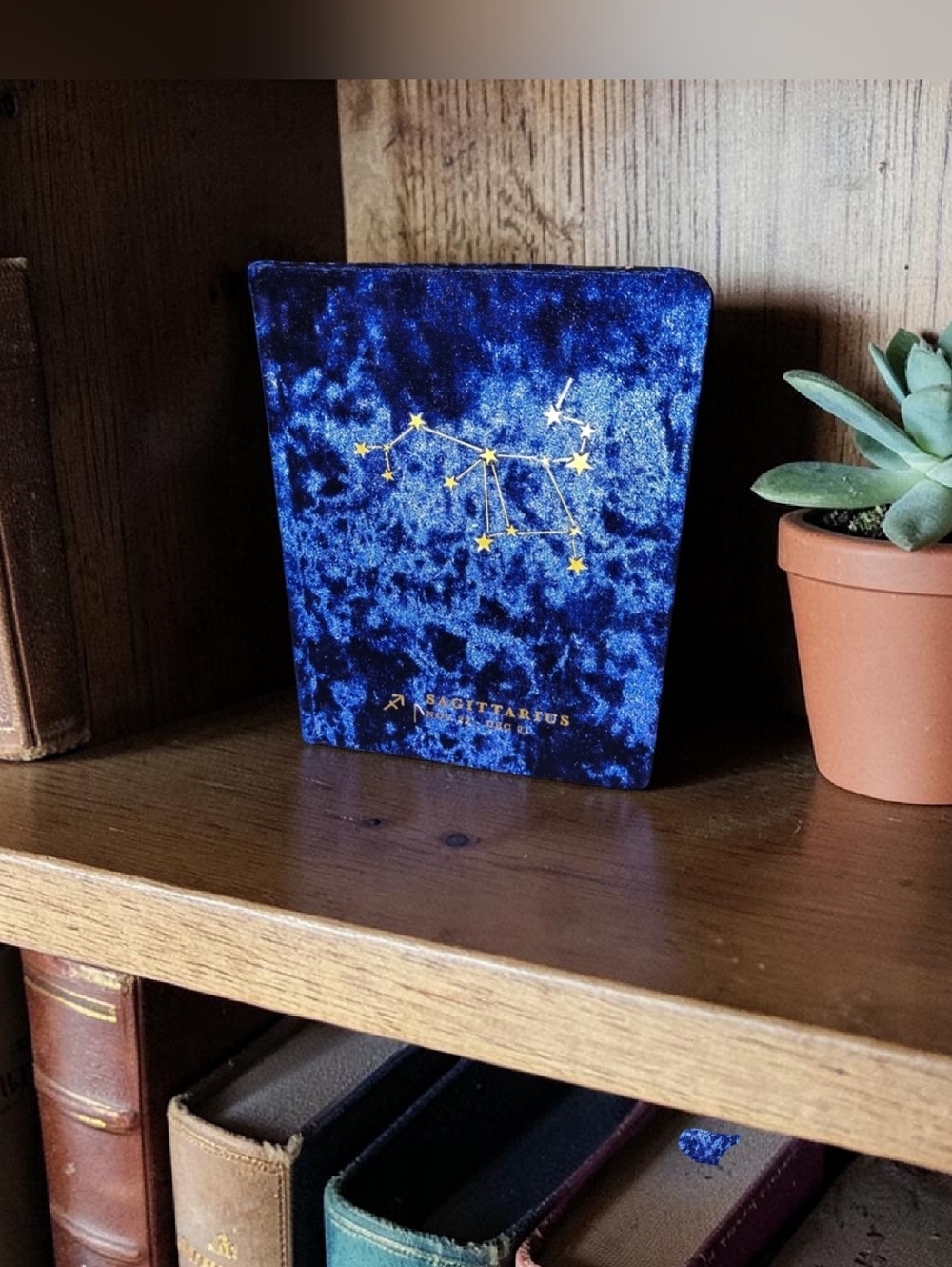 NWT Blue Velvet Zodiac Theme Sagittarius Gold Lined Journal With Bookmark